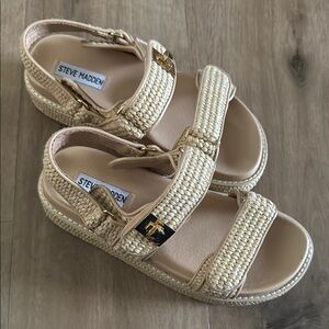 Steve Madden Beige Woven Sandals